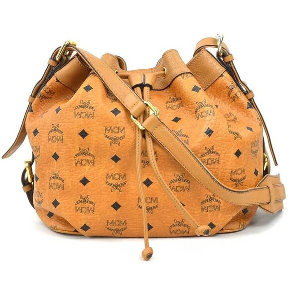 MCM Shoulder Bag Brown/Black Leather/Goldtone -